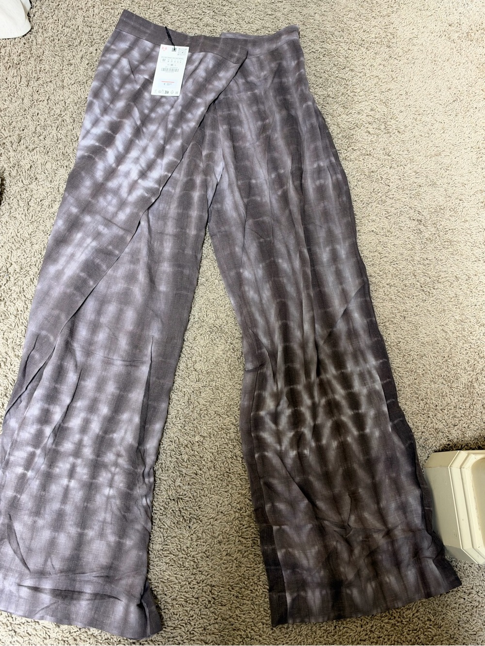 Zara Women's Gray Tie-Dye Wide-Leg Joggers